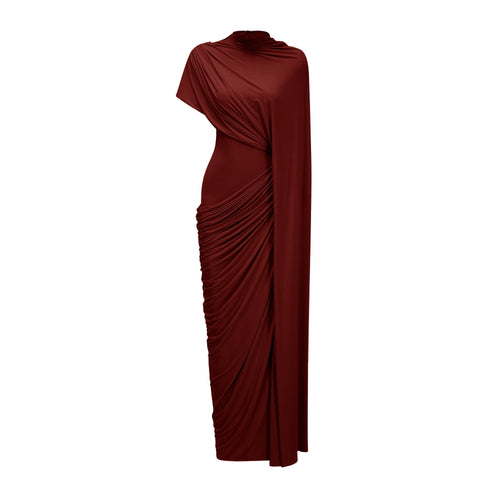 Fenella Asymmetrical Draped Cape & Dress Matching Set Sleeveless Maxi Yellow
