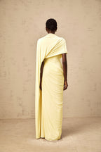 Fenella Asymmetrical Draped Cape & Dress Matching Set Sleeveless Maxi Yellow