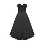 Katherine Off-Shoulder Corset Midi Dress Sleeveless Pleated Detailing Black