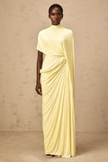 Fenella Asymmetrical Draped Cape & Dress Matching Set Sleeveless Maxi Yellow