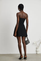 Melisande Embellished Mini Dress Off-Shoulder Sleeveless Rear Zip Detail Black