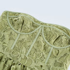 Inès Lace Floral Embroidered Midi Dress Off-Shoulder Cut-Out Detail Green