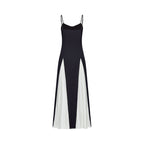 Sofie Two Tone Pleated Maxi Dress Sleeveless Adjustable Straps Detail Black