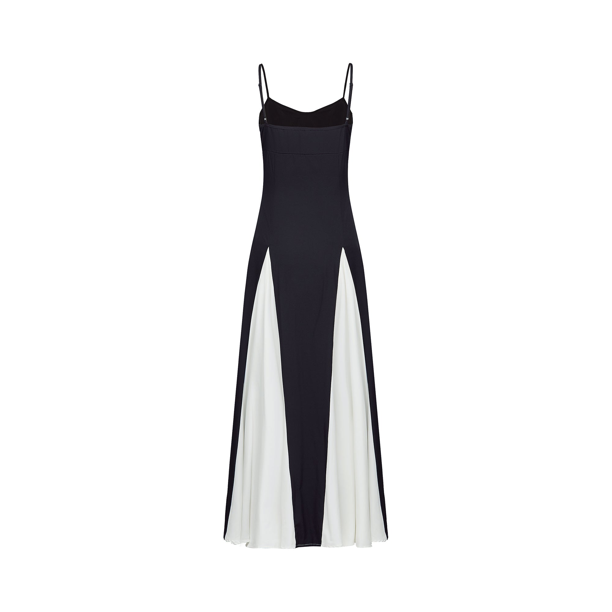 Sofie Two Tone Pleated Maxi Dress Sleeveless Adjustable Straps Detail Black