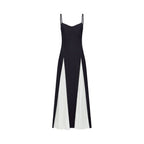 Sofie Two Tone Pleated Maxi Dress Sleeveless Adjustable Straps Detail Black