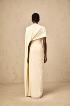 Fenella Asymmetrical Draped Cape & Dress Matching Set Sleeveless Maxi Yellow
