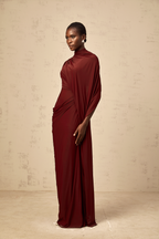 Fenella Asymmetrical Draped Cape & Dress Matching Set Sleeveless Maxi Yellow