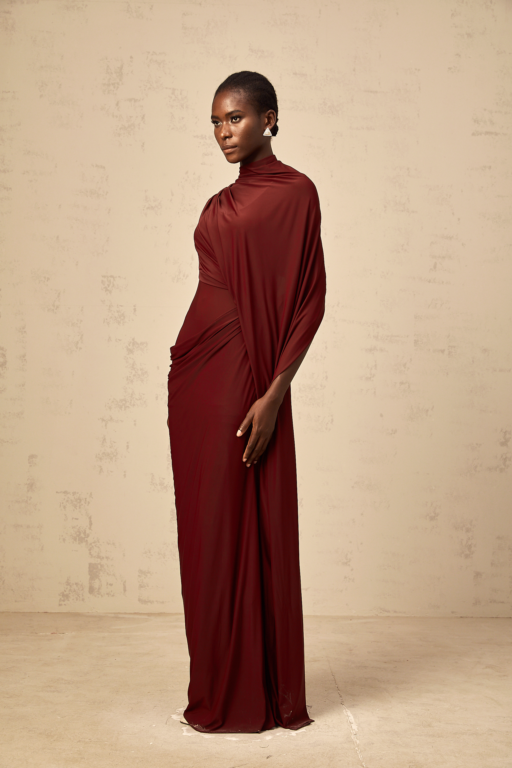 Fenella Asymmetrical Draped Cape & Dress Matching Set Sleeveless Maxi Yellow