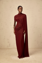 Fenella Asymmetrical Draped Cape & Dress Matching Set Sleeveless Maxi Yellow