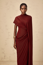 Fenella Asymmetrical Draped Cape & Dress Matching Set Sleeveless Maxi Yellow