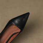 Women's Leather Pumps Pointed Toe Kitten Heel