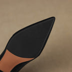 Women's Leather Pumps Pointed Toe Kitten Heel