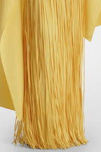 Cayetana Fringed Maxi Dress Sleeveless Detachable Shawl Detail Yellow