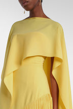 Cayetana Fringed Maxi Dress Sleeveless Detachable Shawl Detail Yellow