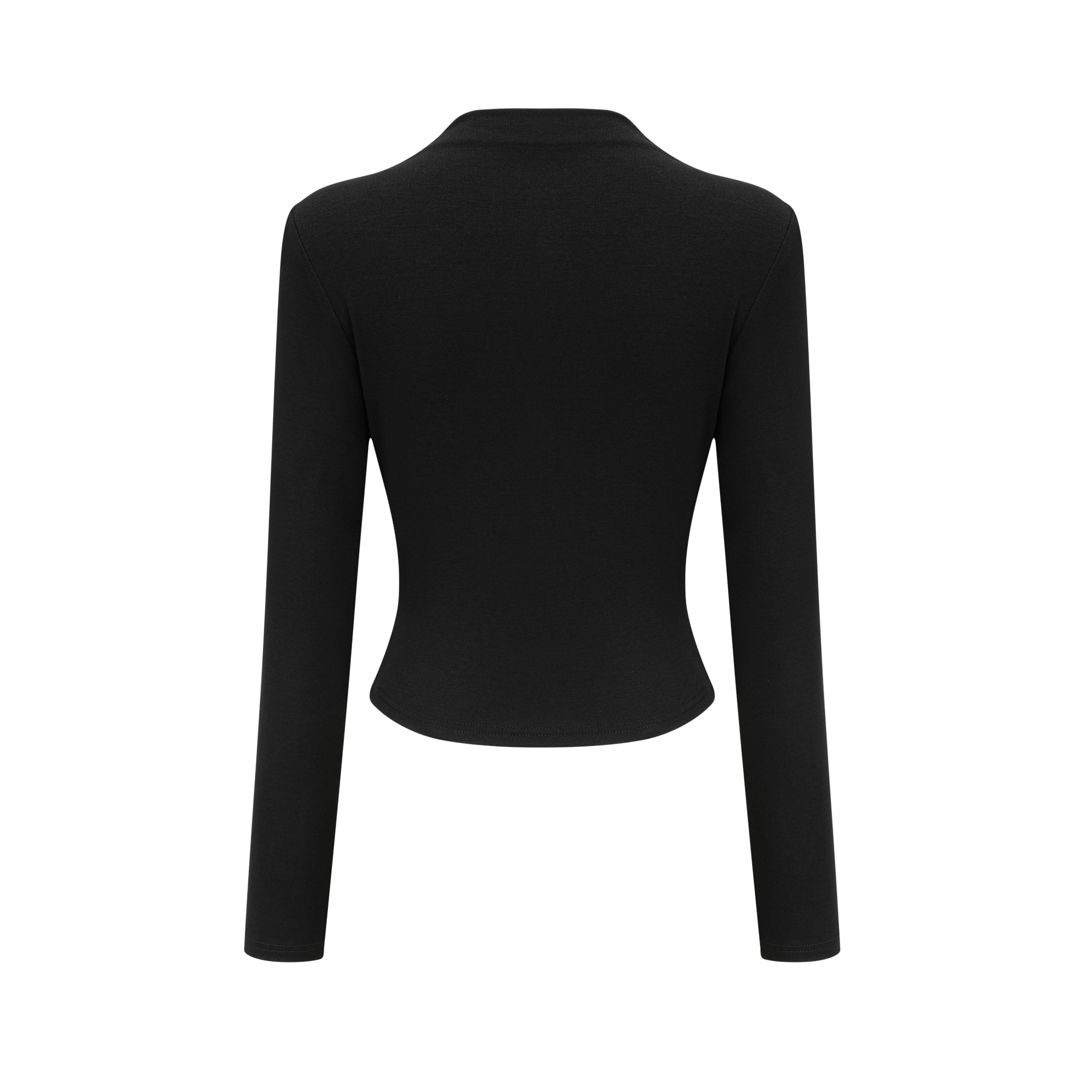 Anaïs Open-Front Gathered Top V-Neck Long Sleeve Boned Design Detail Black
