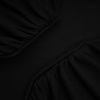 Anaïs Open-Front Gathered Top V-Neck Long Sleeve Boned Design Detail Black