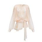 Eugénie Fully Pleated Ruffled Mini Dress Long Sleeve Neutral