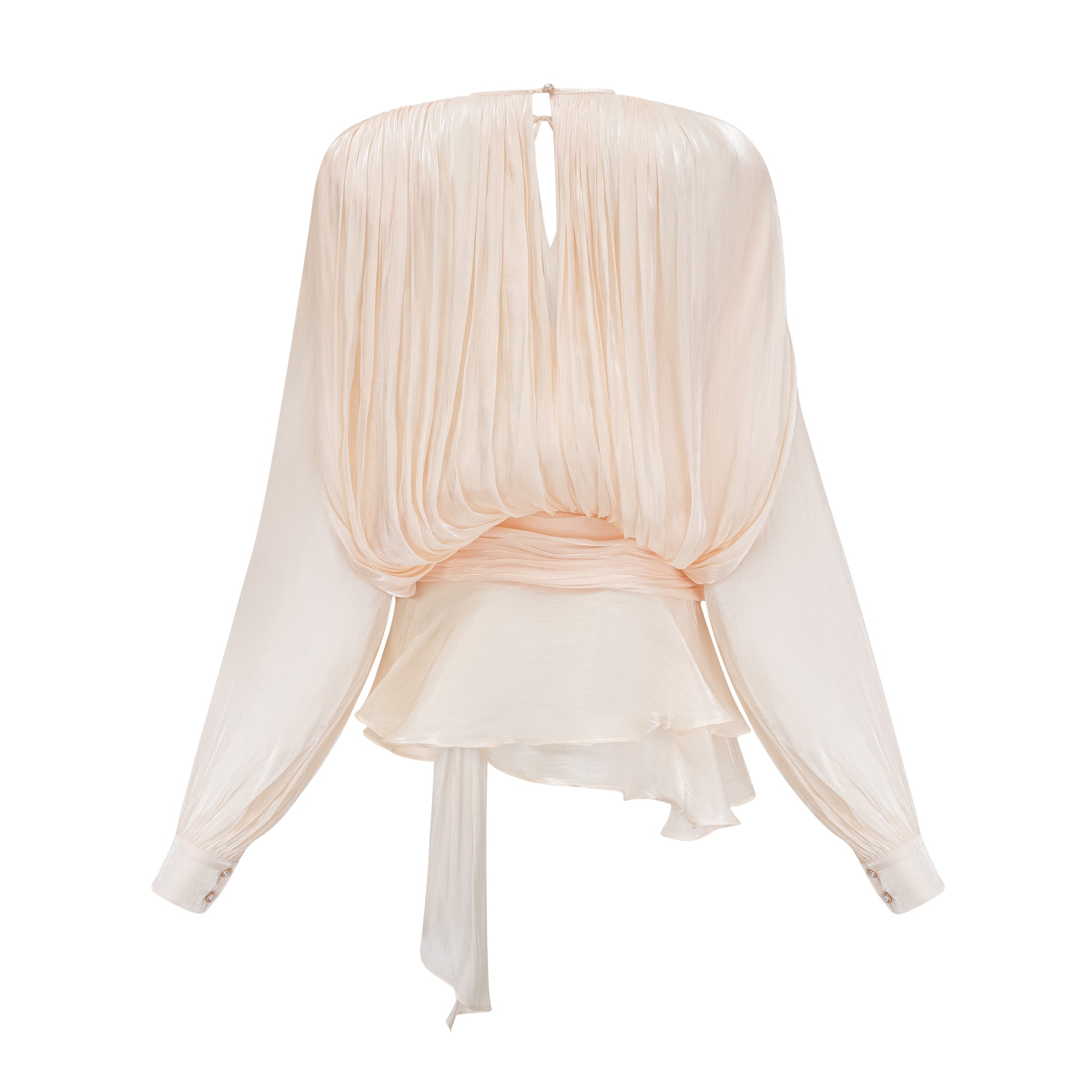 Eugénie Fully Pleated Ruffled Mini Dress Long Sleeve Neutral