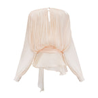 Eugénie Fully Pleated Ruffled Mini Dress Long Sleeve Neutral
