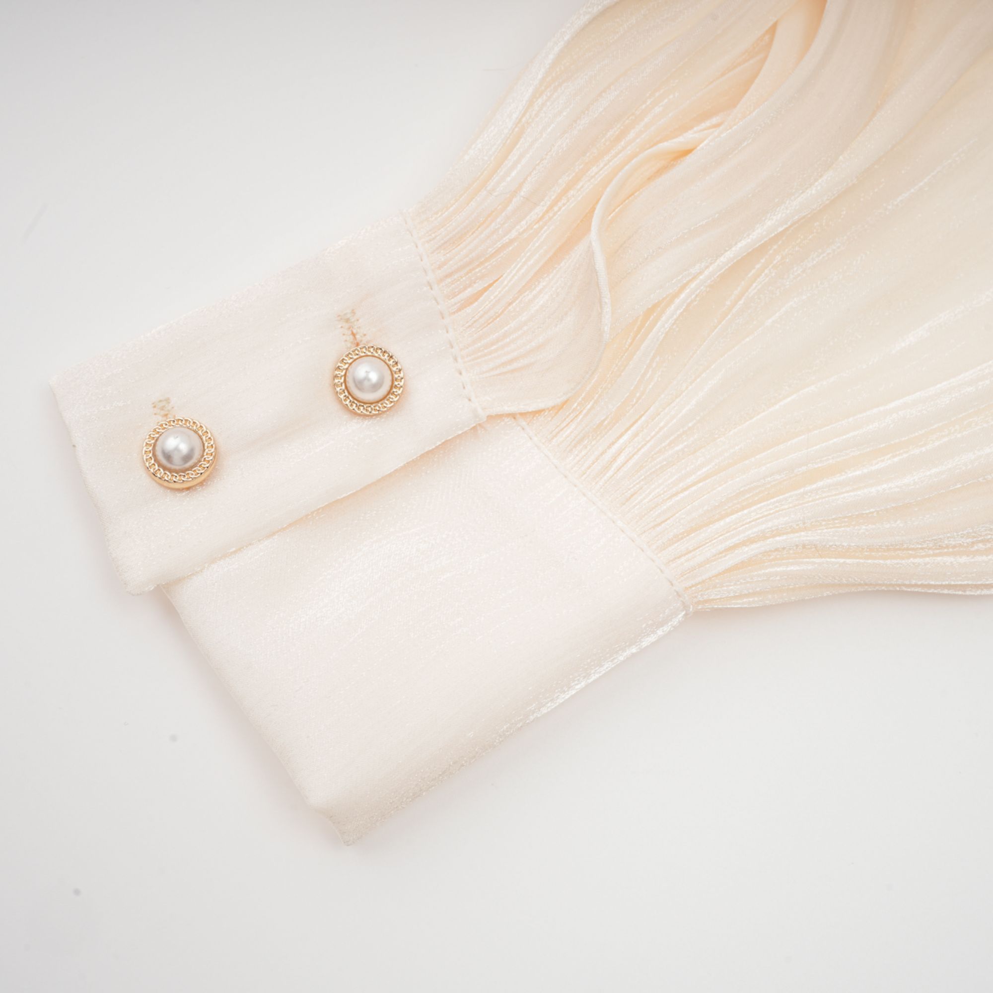 Eugénie Fully Pleated Ruffled Mini Dress Long Sleeve Neutral