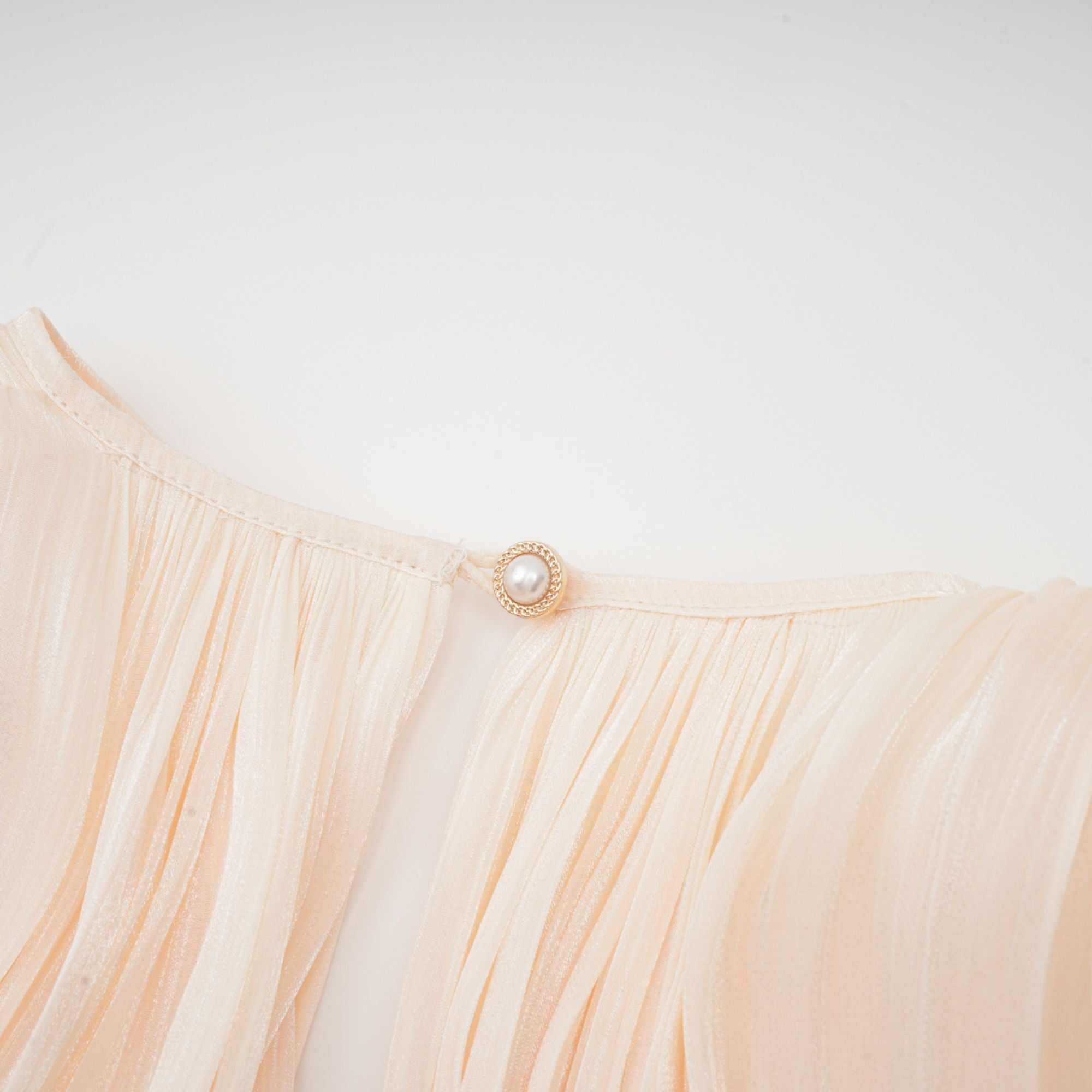 Eugénie Fully Pleated Ruffled Mini Dress Long Sleeve Neutral