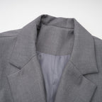 Thérèse Belted Waist Blazer Long Sleeve Buttoned Cuffs Detail Grey