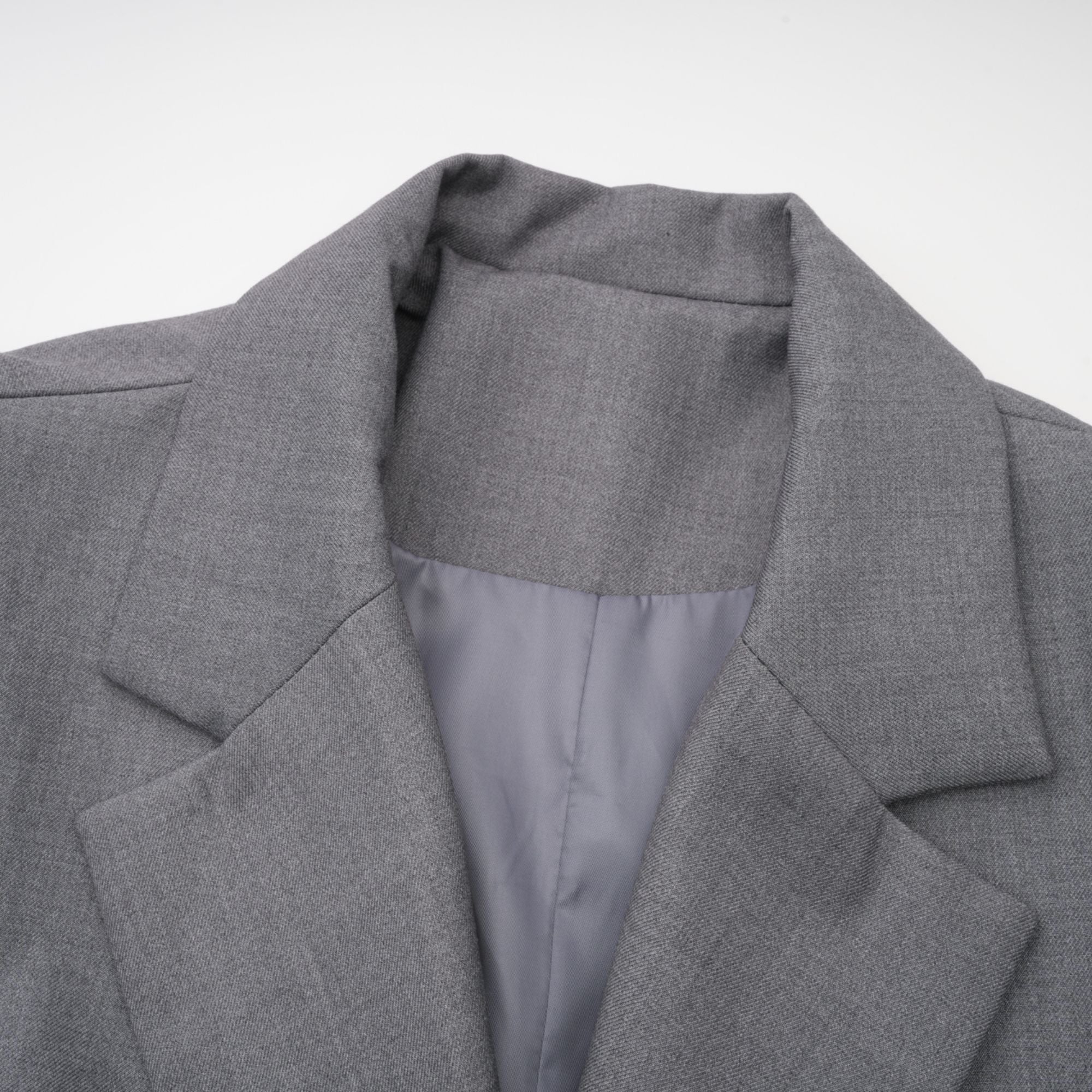 Thérèse Belted Waist Blazer Long Sleeve Buttoned Cuffs Detail Grey