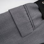 Thérèse Belted Waist Blazer Long Sleeve Buttoned Cuffs Detail Grey