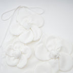 Liane Floral Off-Shoulder Mini Dress Sleeveless Asymmetrical Faux-Flower Detail White