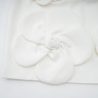 Liane Floral Off-Shoulder Mini Dress Sleeveless Asymmetrical Faux-Flower Detail White