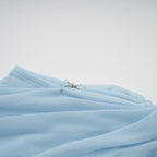 Catherine Asymmetrical Pleated Maxi Dress Sleeveless Mesh Shawl Baby Blue