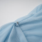 Catherine Asymmetrical Pleated Maxi Dress Sleeveless Mesh Shawl Baby Blue