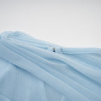 Catherine Asymmetrical Pleated Maxi Dress Sleeveless Mesh Shawl Baby Blue