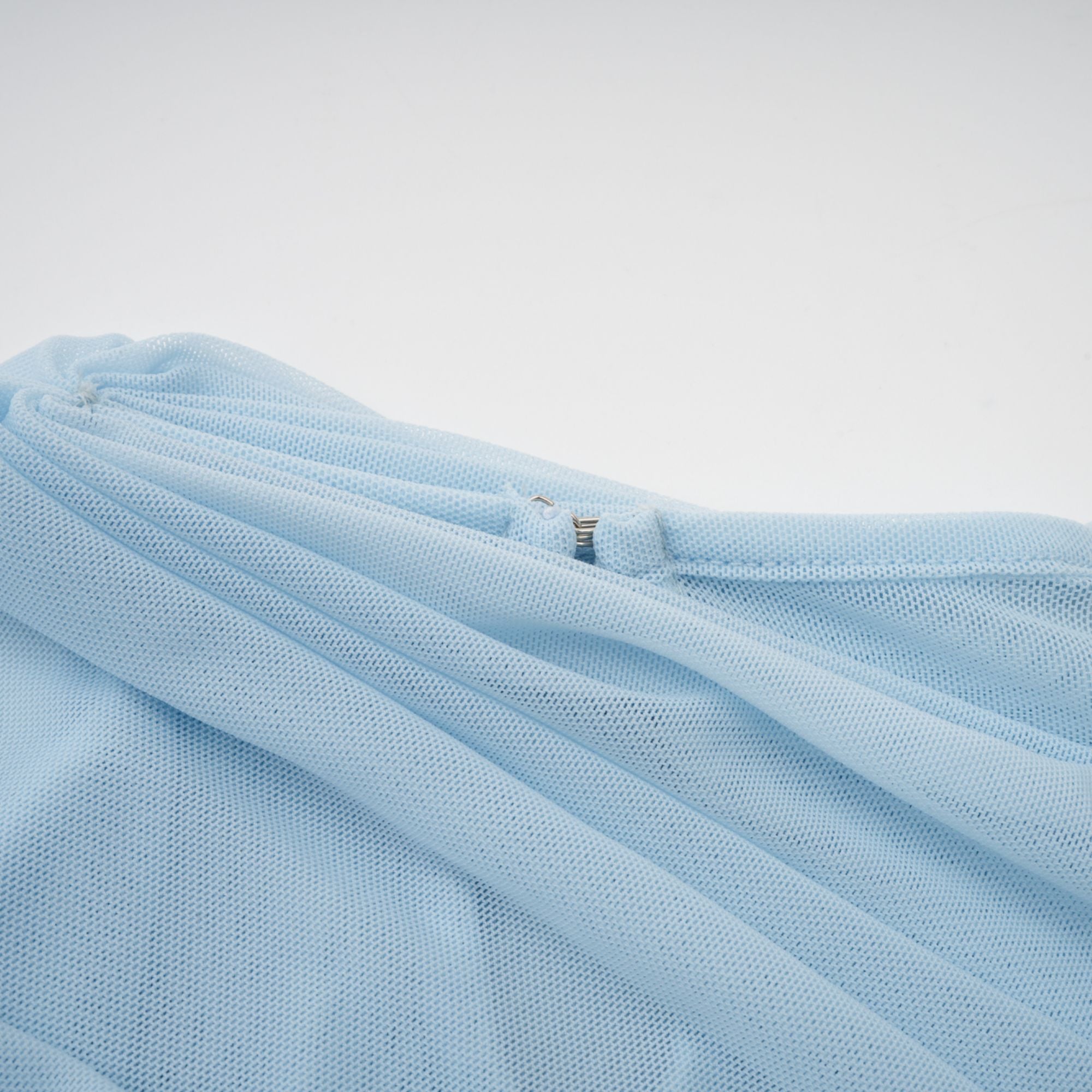 Catherine Asymmetrical Pleated Maxi Dress Sleeveless Mesh Shawl Baby Blue