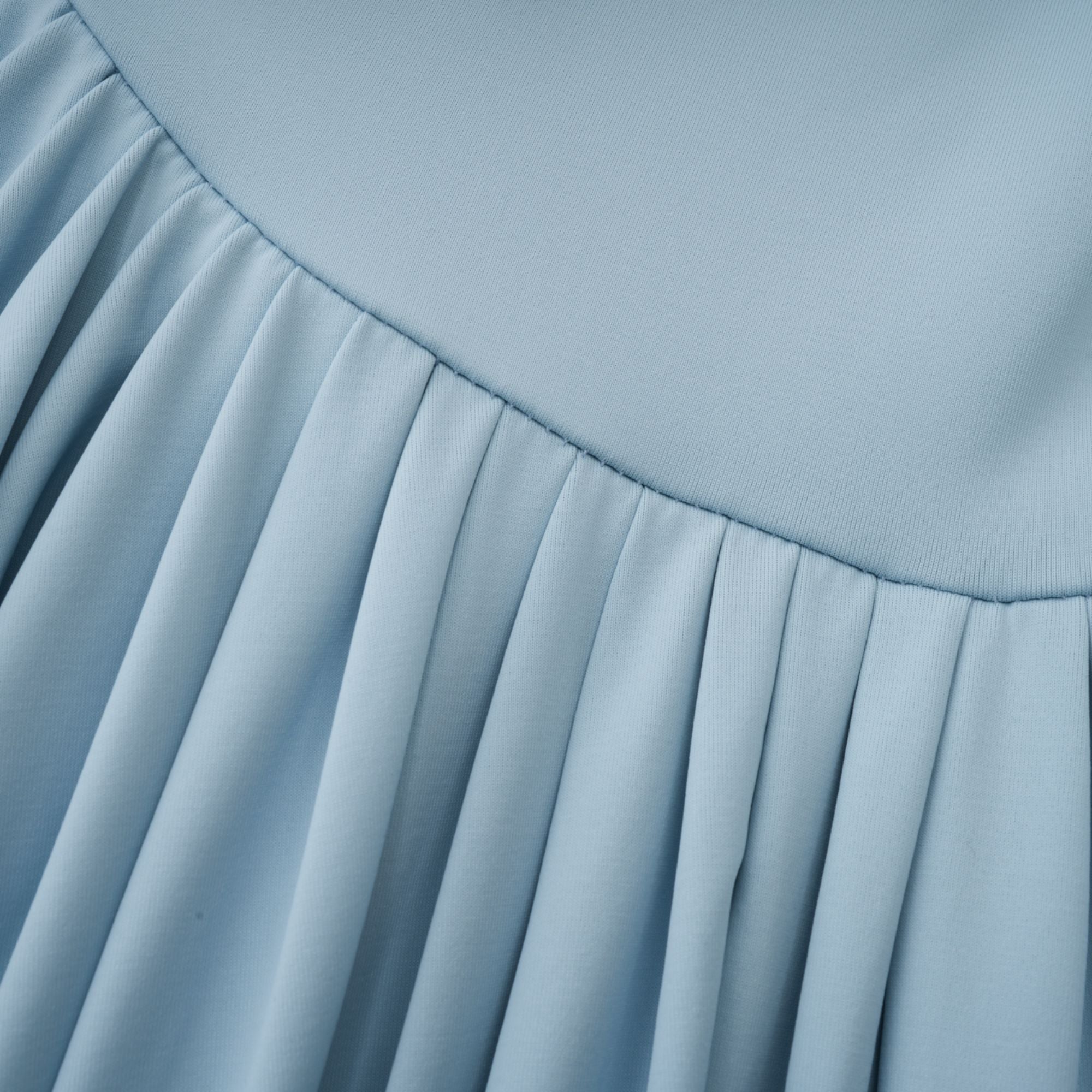 Catherine Asymmetrical Pleated Maxi Dress Sleeveless Mesh Shawl Baby Blue