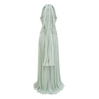 Uranie Gathered Maxi Dress Halterneck Rear Lace-Up Detail Mint Green