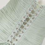 Uranie Gathered Maxi Dress Halterneck Rear Lace-Up Detail Mint Green