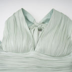 Uranie Gathered Maxi Dress Halterneck Rear Lace-Up Detail Mint Green