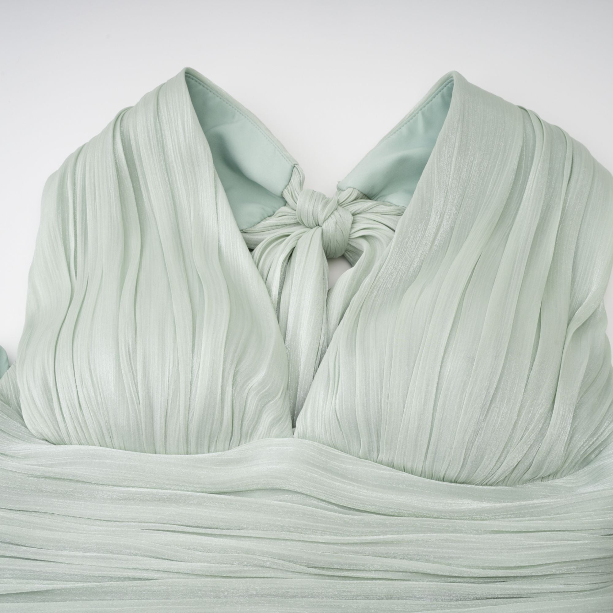 Uranie Gathered Maxi Dress Halterneck Rear Lace-Up Detail Mint Green