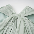 Uranie Gathered Maxi Dress Halterneck Rear Lace-Up Detail Mint Green