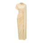 Fenella Asymmetrical Draped Cape & Dress Matching Set Sleeveless Maxi Yellow