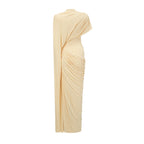 Fenella Asymmetrical Draped Cape & Dress Matching Set Sleeveless Maxi Yellow