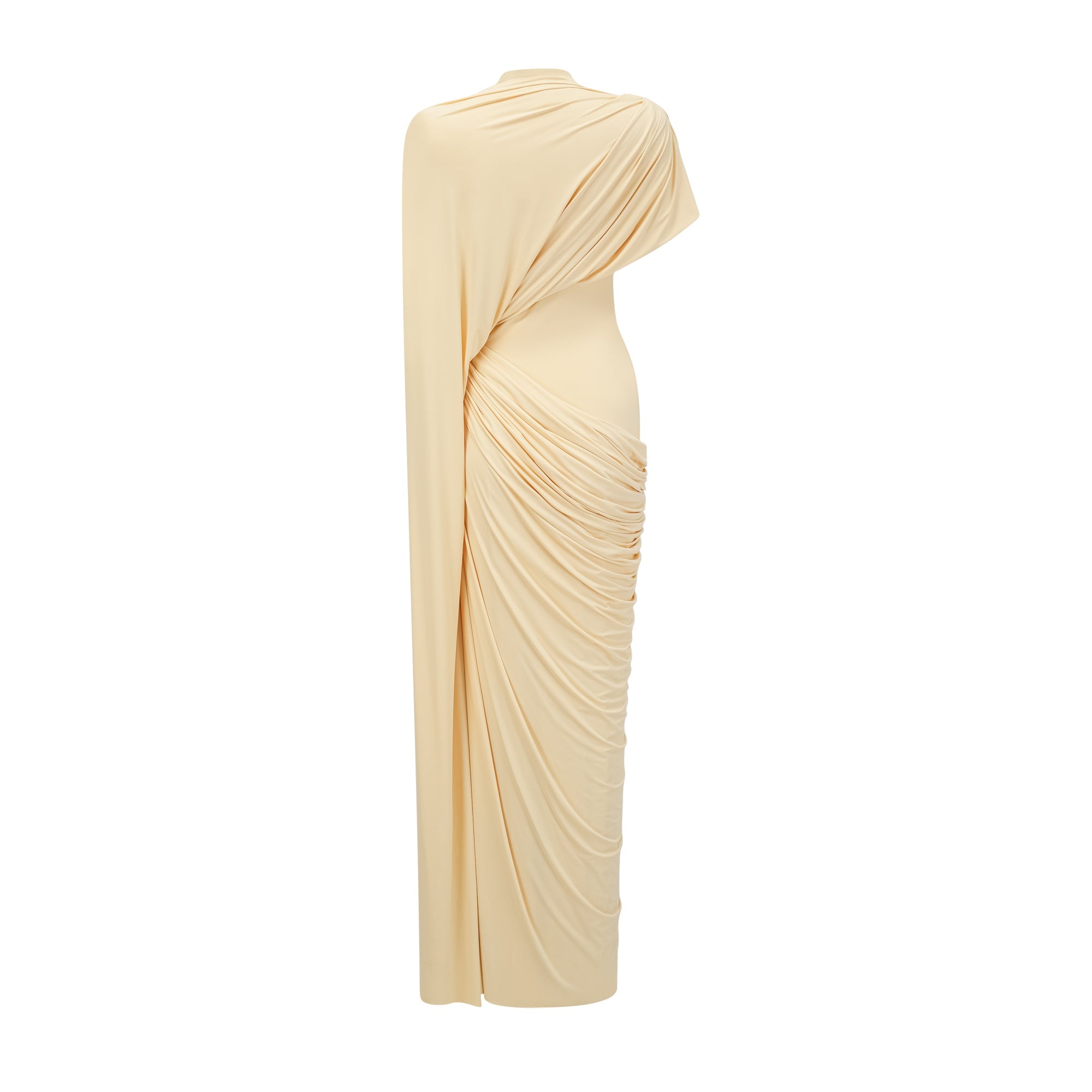 Fenella Asymmetrical Draped Cape & Dress Matching Set Sleeveless Maxi Yellow