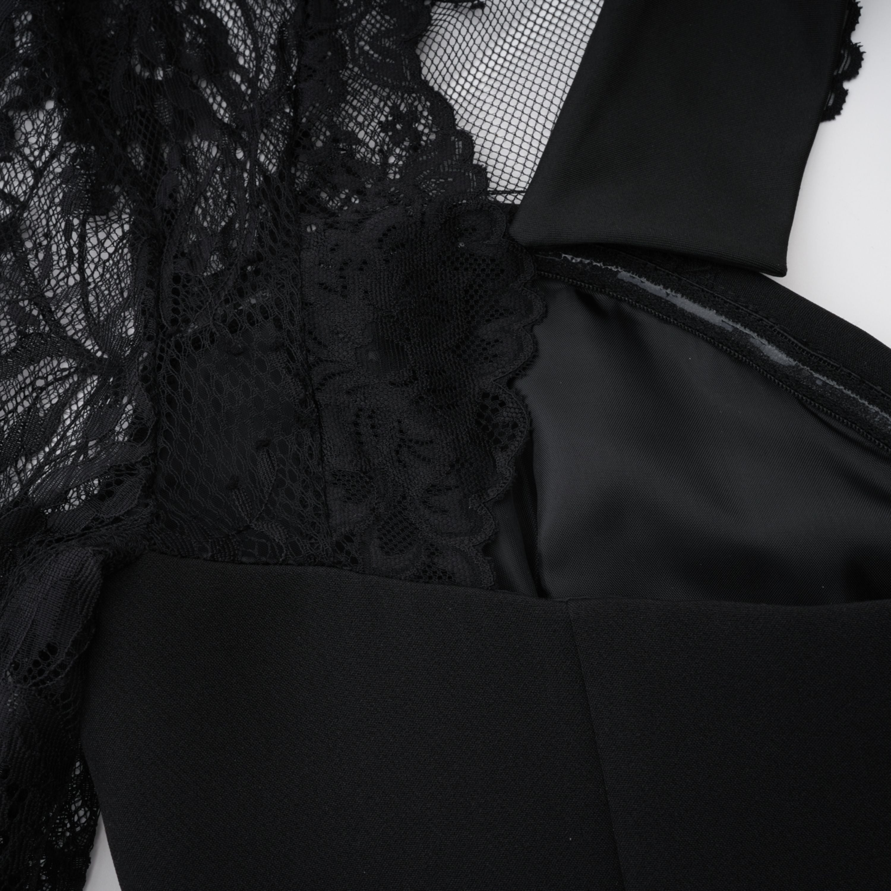 Quitterie Lace Panel Maxi Dress Long Sleeve Cut-Out Black