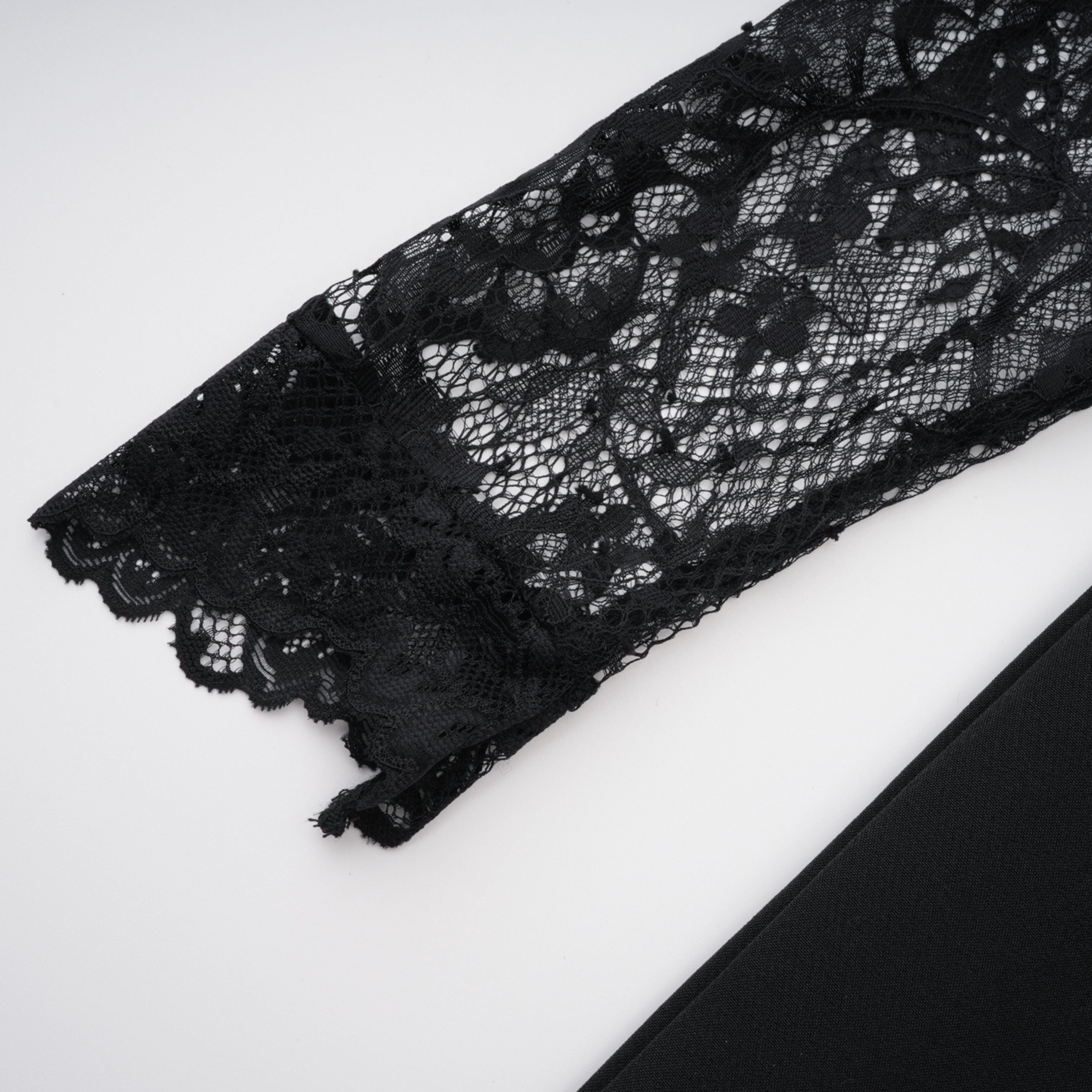 Quitterie Lace Panel Maxi Dress Long Sleeve Cut-Out Black