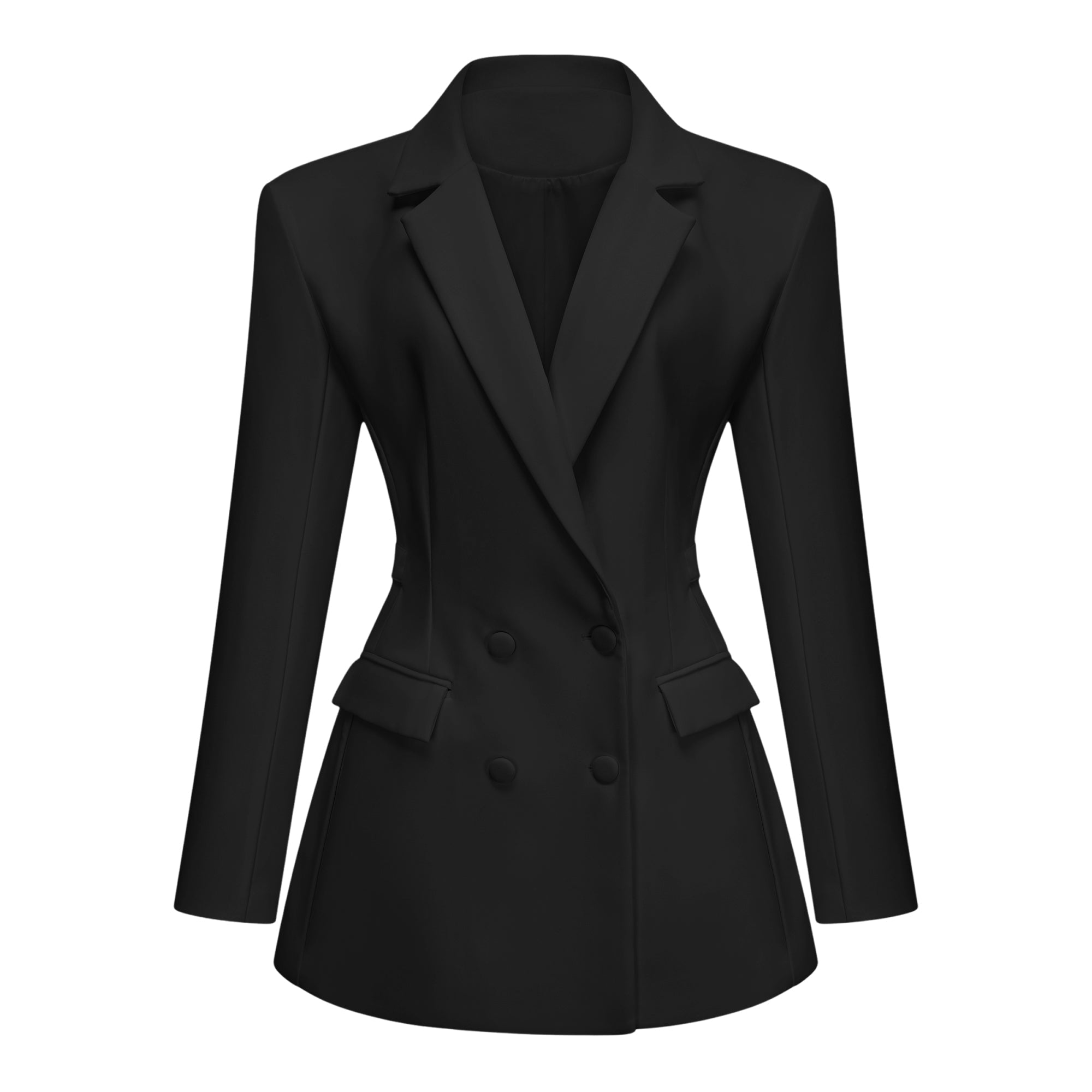 Osanne Double Breasted Blazer Mini Dress Long Sleeve Adjustable Strap Black