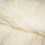 Cyrielle Pleated Mini Dress Round Neck Asymmetrical Ribbon Design Detail Neutrals
