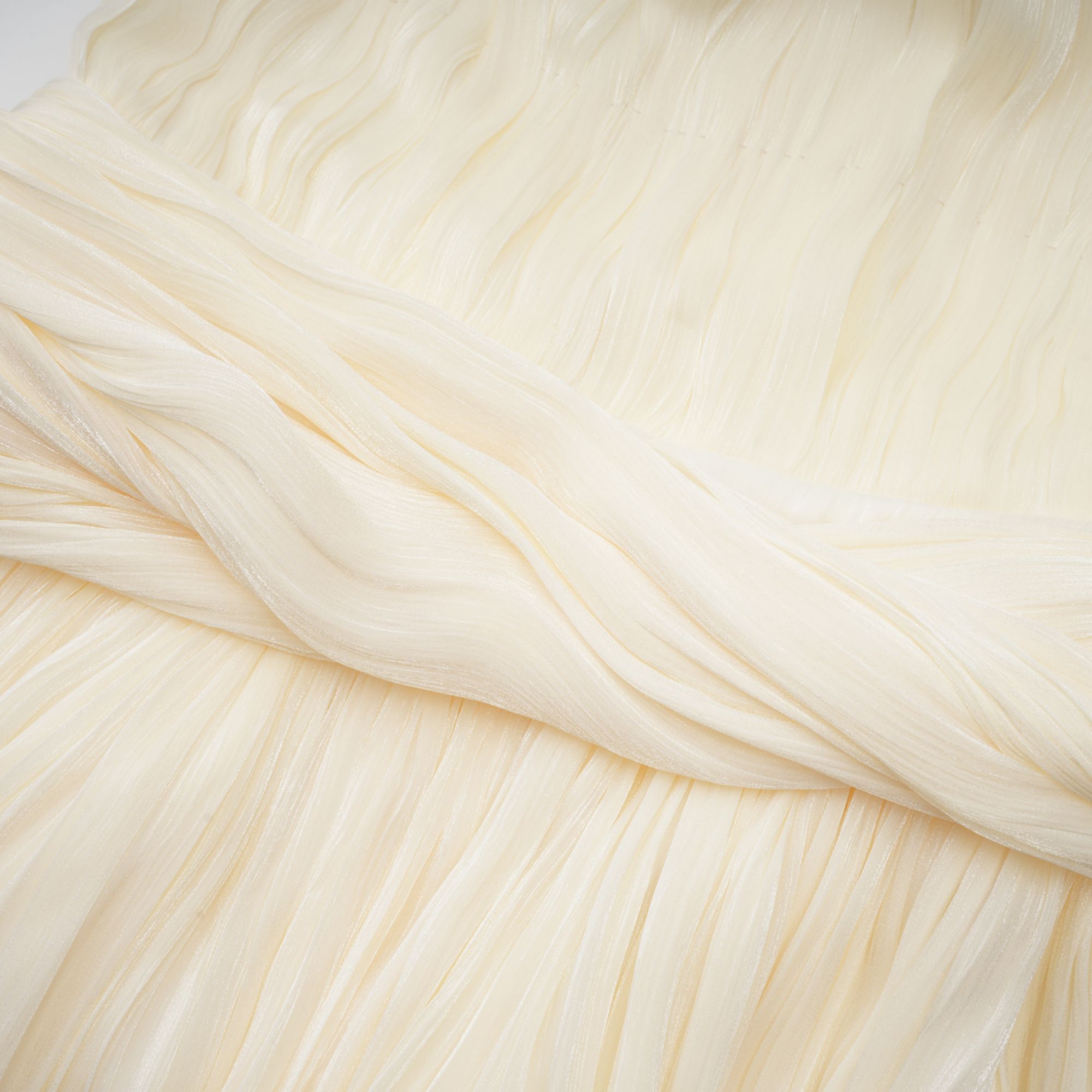 Cyrielle Pleated Mini Dress Round Neck Asymmetrical Ribbon Design Detail Neutrals