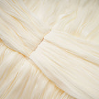 Cyrielle Pleated Mini Dress Round Neck Asymmetrical Ribbon Design Detail Neutrals