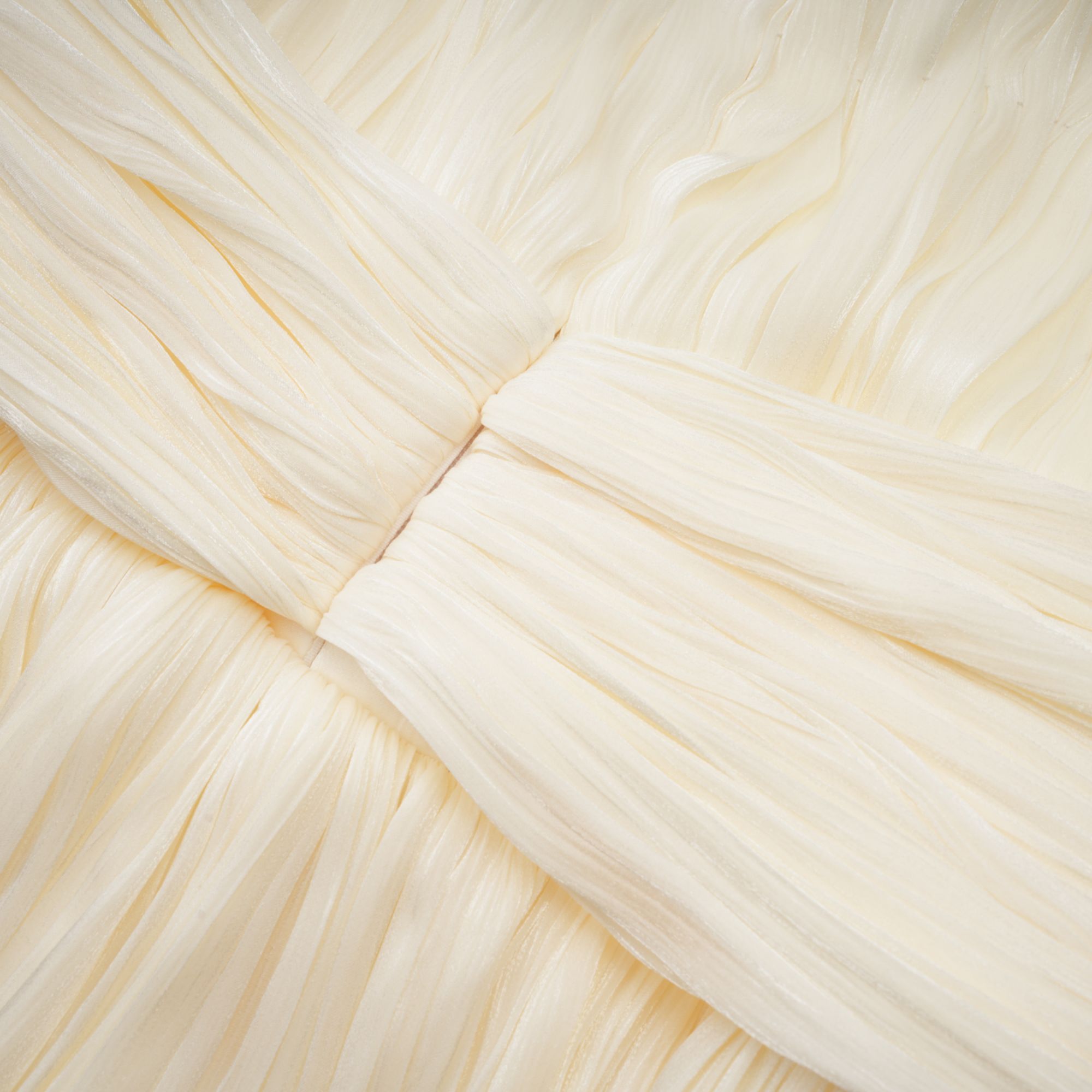 Cyrielle Pleated Mini Dress Round Neck Asymmetrical Ribbon Design Detail Neutrals